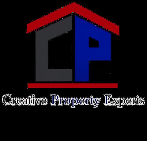 Creative Property Experts logo featuring a stylized house with red roof, gray and blue walls, and company name below